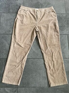 High Rise Corduroy Pants Fine Wale Straight Leg
